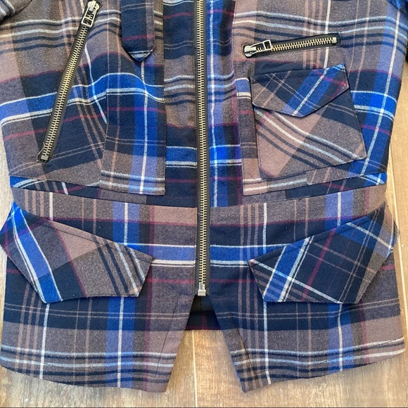 Le Château grey and blue plaid jacket - Picture 4 of 8